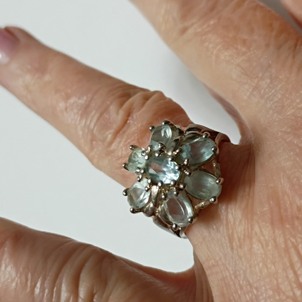 925 Women's Sz 7 Ring Vintage Light Aquamarine Cottage  Spring Easter Pastel